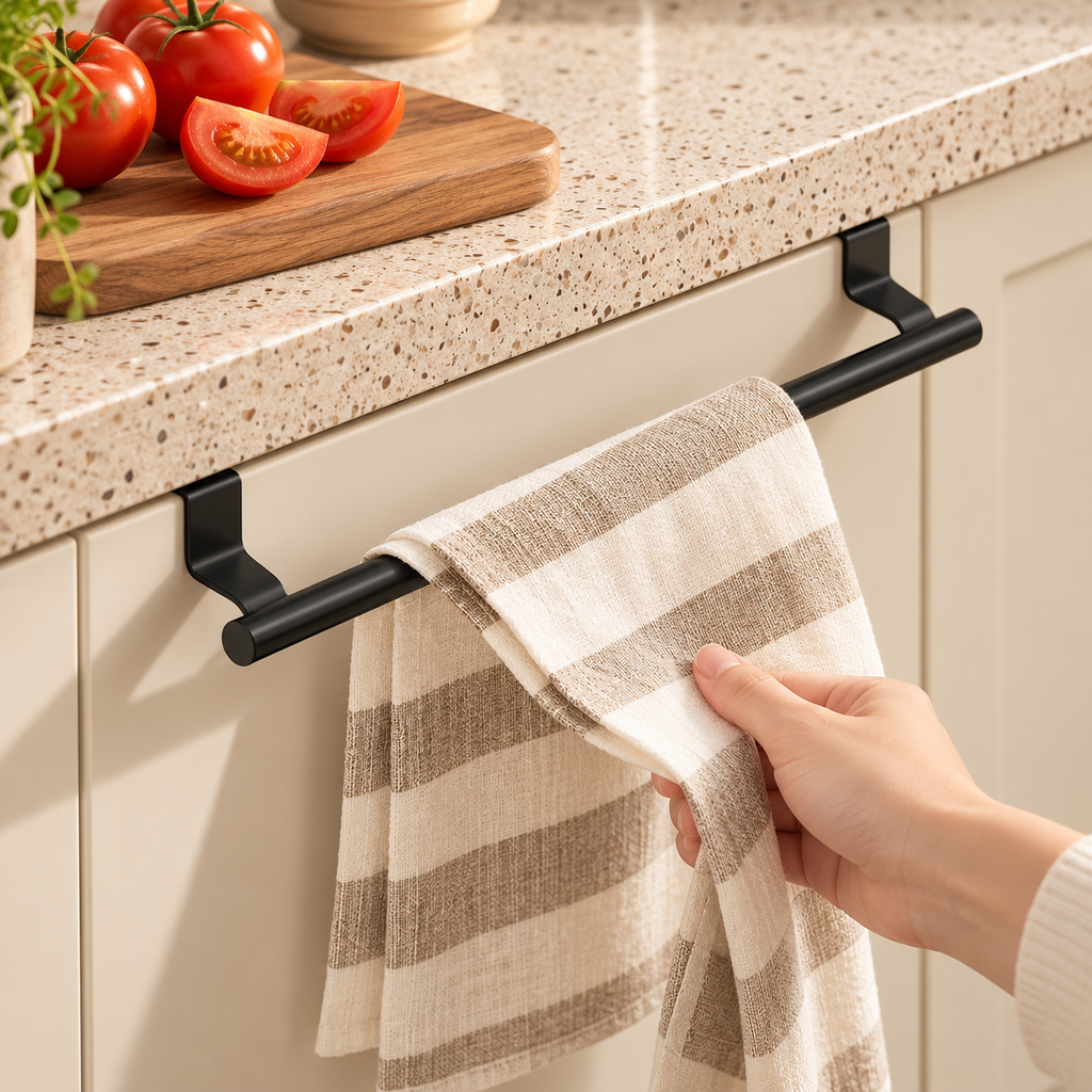 HangEase Over-Cabinet Towel Bar.